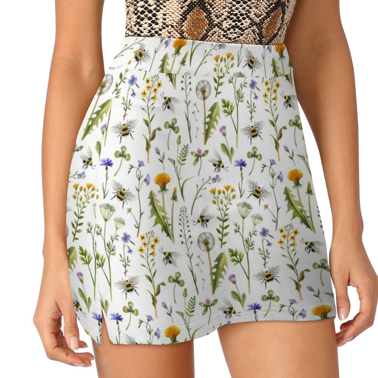 Badminton Minion - Bijen en wilde bloemen op witte